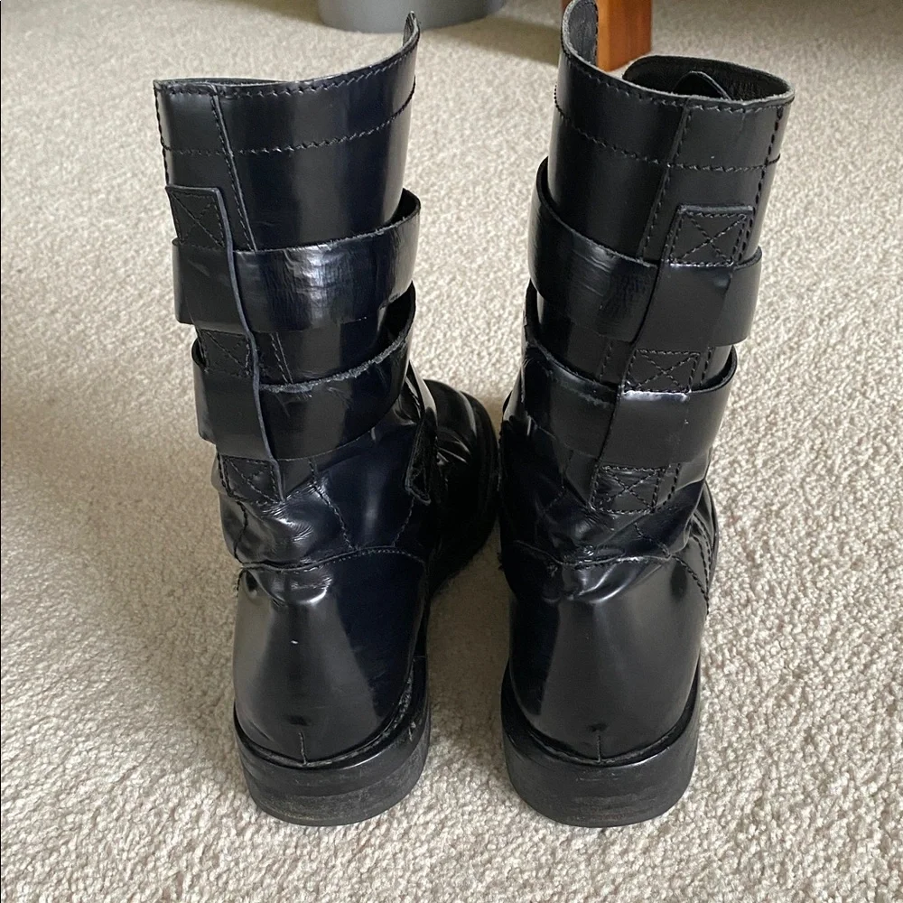 Celine Boots - Patent Leather combat boots with buckles. - Picture 3 of 9